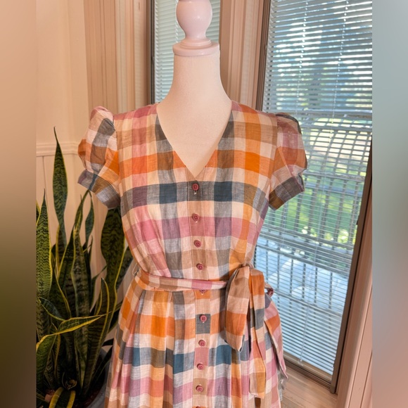 Gal Meets Glam Poppy Check Plaid Colorful Dress - Picture 3 of 8